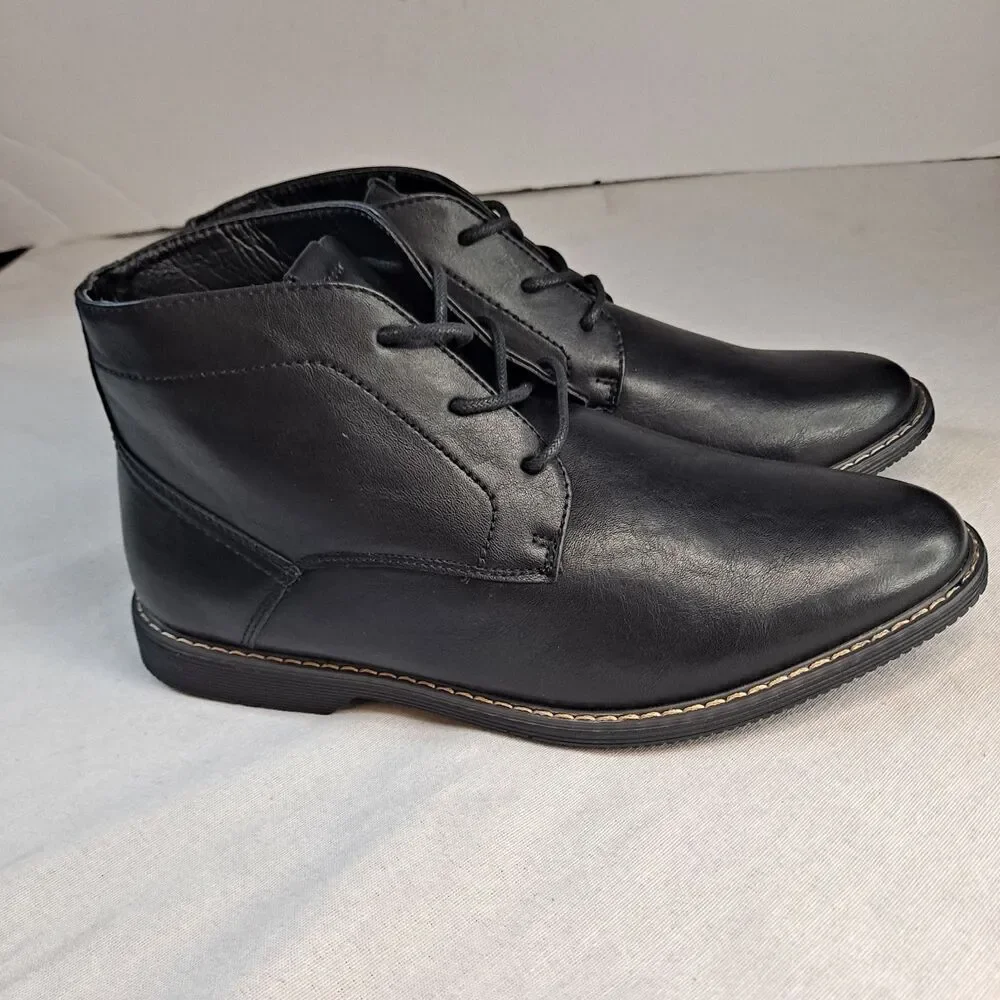 Nine West Neilton Chukka Boots Men's Size 8.5 Black Faux Leather Lace-Up